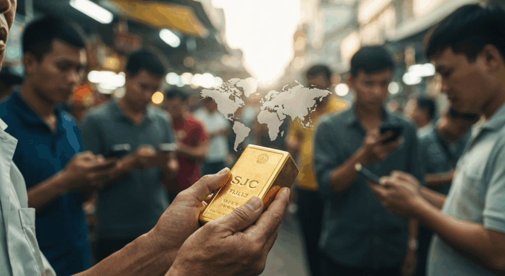 Nhẫn vàng 9999 được trưng bày, phản ánh nhu cầu của thị trường về giá vàng 29/10.